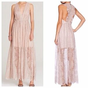 Alice &‎ Olivia Julissa Blush Pink Floral Lace Sheer Maxi Dress 2 Wedding Guest